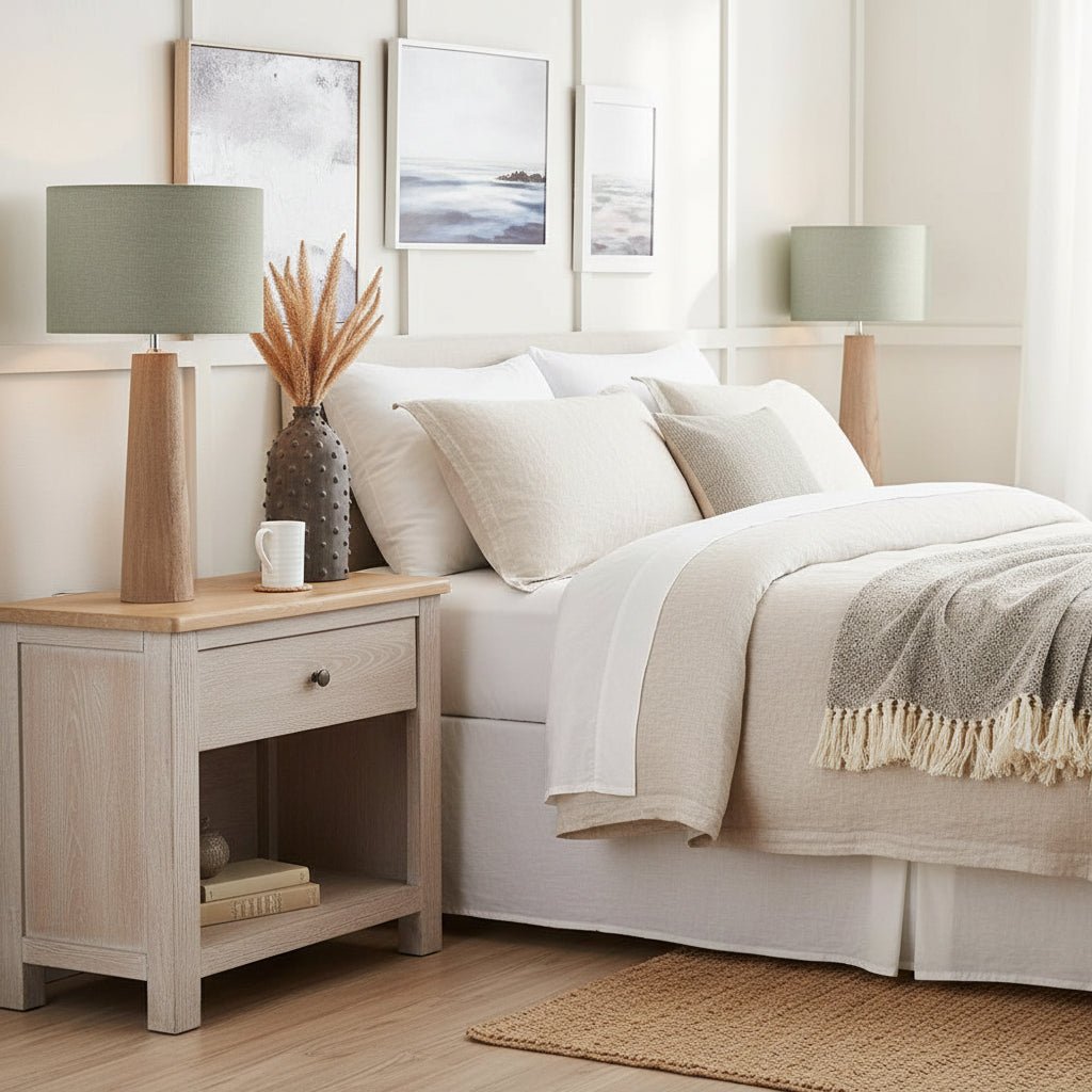 Margot Table Lamp and Green Linen Shade - Distinctly Living