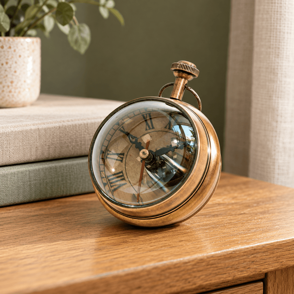 Meridian Brass Magnifying Table Clock - Distinctly Living