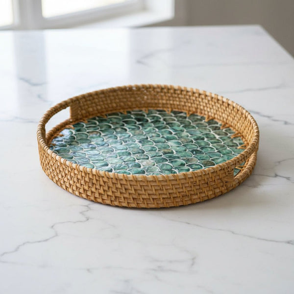 Mermaid Rattan Serving Tray - Distinctly Living