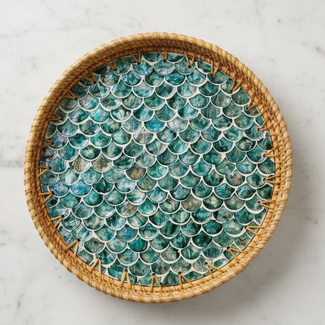 Mermaid Rattan Serving Tray - Distinctly Living