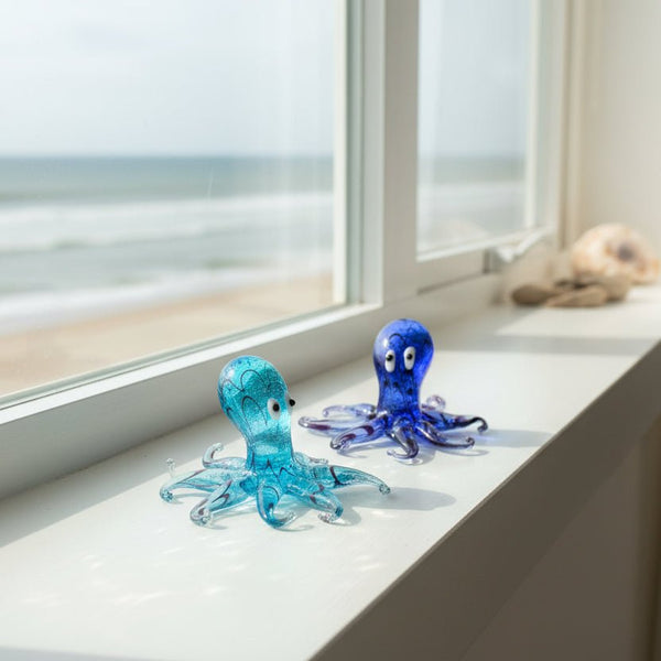 Mini Glass Octopus - Dark or Light Blue - Distinctly Living