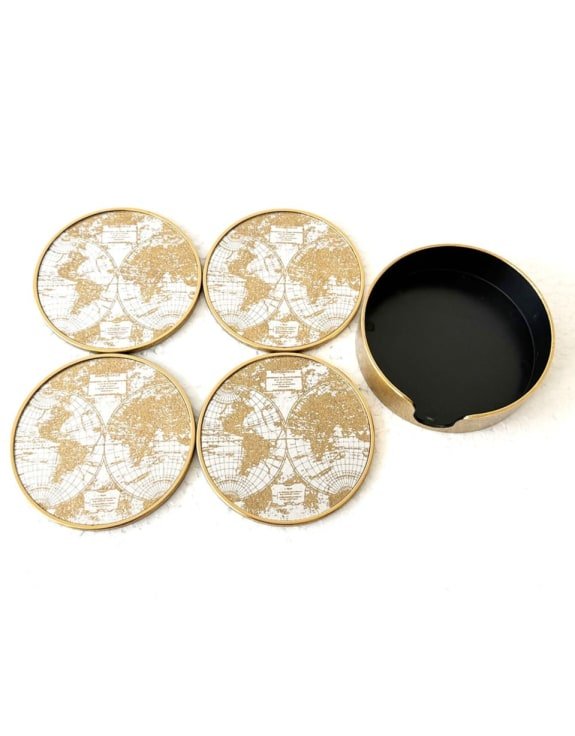 Mirrored World Map Round Coasters - Set of 4 - Distinctly Living
