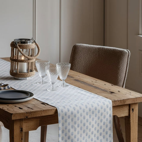 Morris Blue Table Runner 1.8m - Distinctly Living