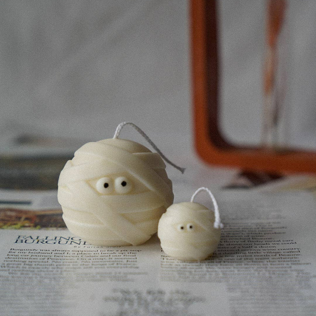 Mummy Candle Duo, Halloween Decoration, Autumn Table Decor - Distinctly Living
