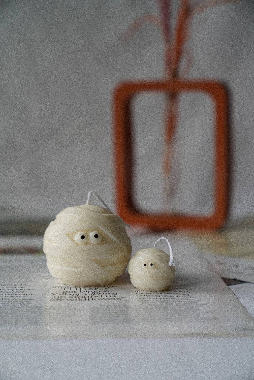 Mummy Candle Duo, Halloween Decoration, Autumn Table Decor - Distinctly Living
