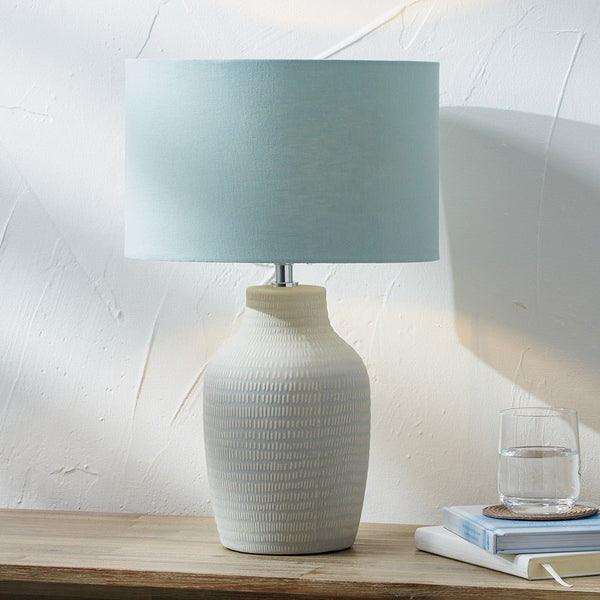 Nardò Duck Egg Textured Tall Ceramic - Table Lamp - Distinctly Living