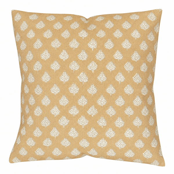 Natural Leaf Print Mustard Cushion - Distinctly Living