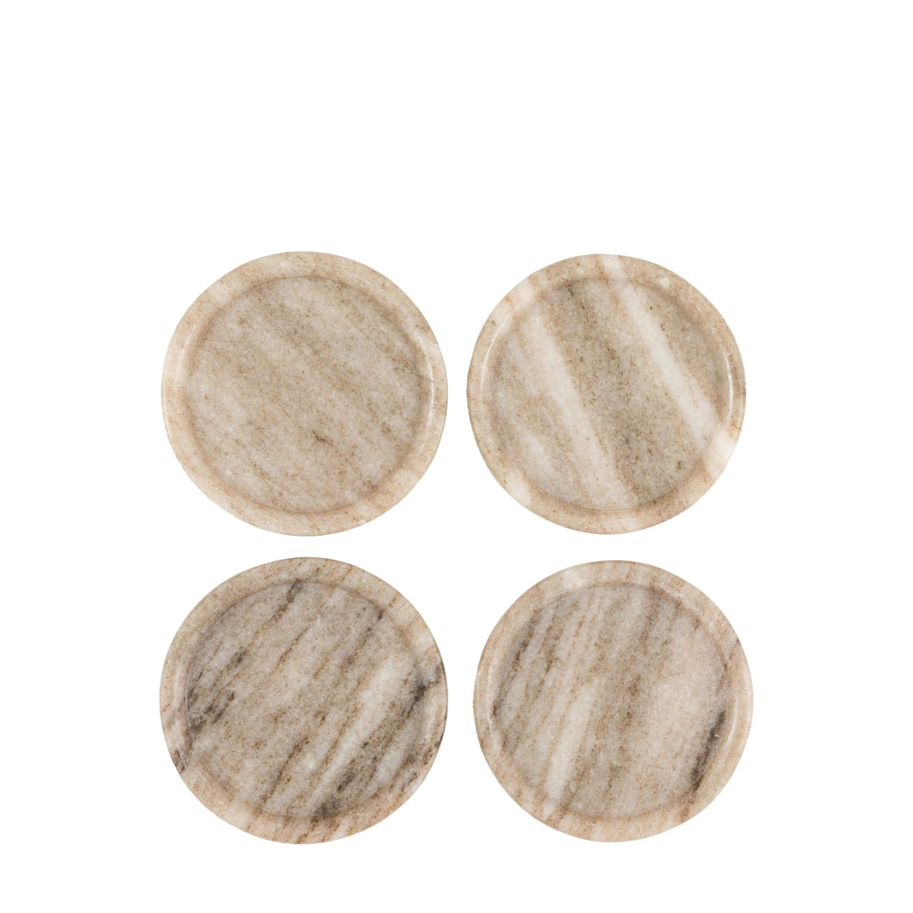 Natural Marble Coasters with Lip - Set of 4 - Distinctly Living