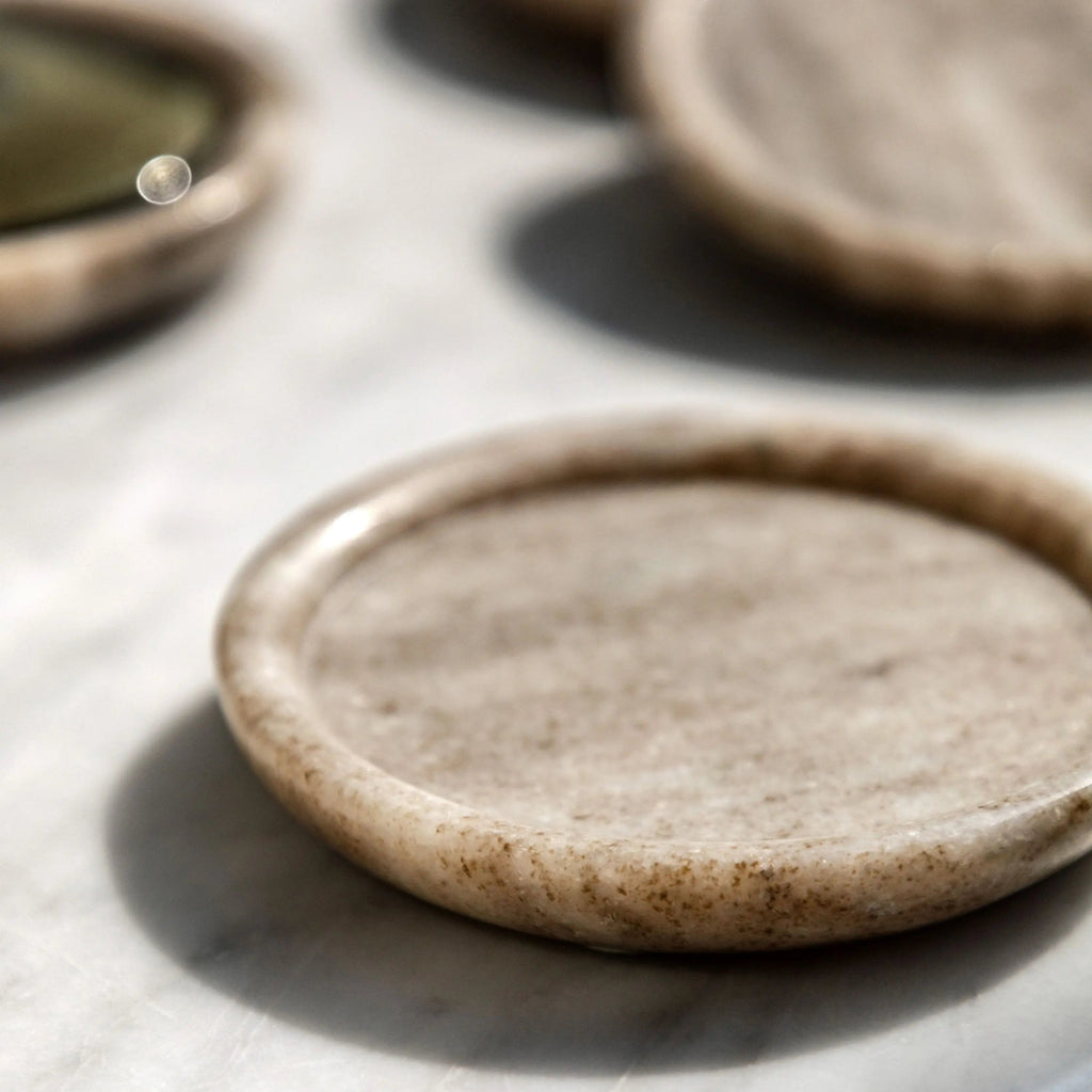 Natural Marble Coasters with Lip - Set of 4 - Distinctly Living