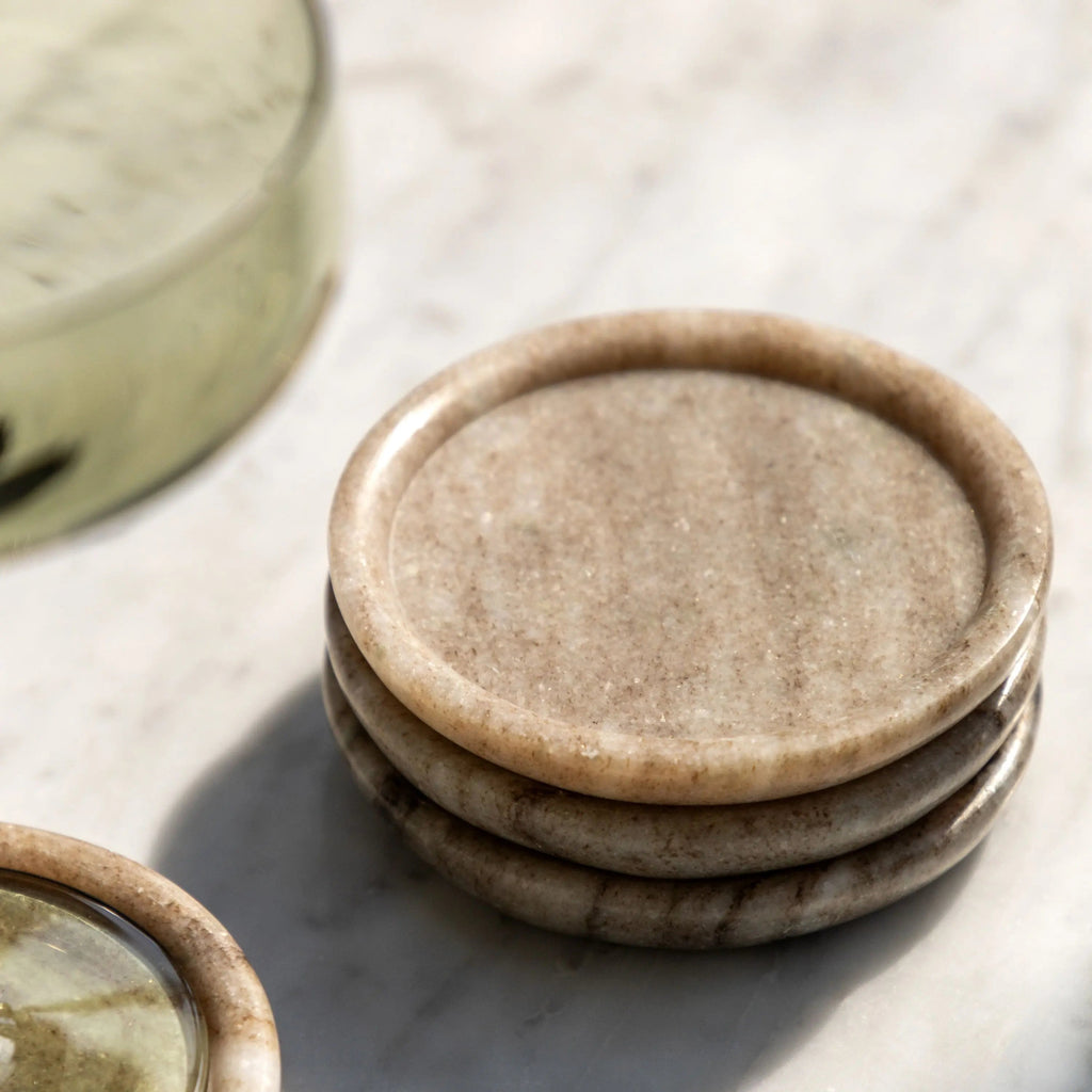 Natural Marble Coasters with Lip - Set of 4 - Distinctly Living