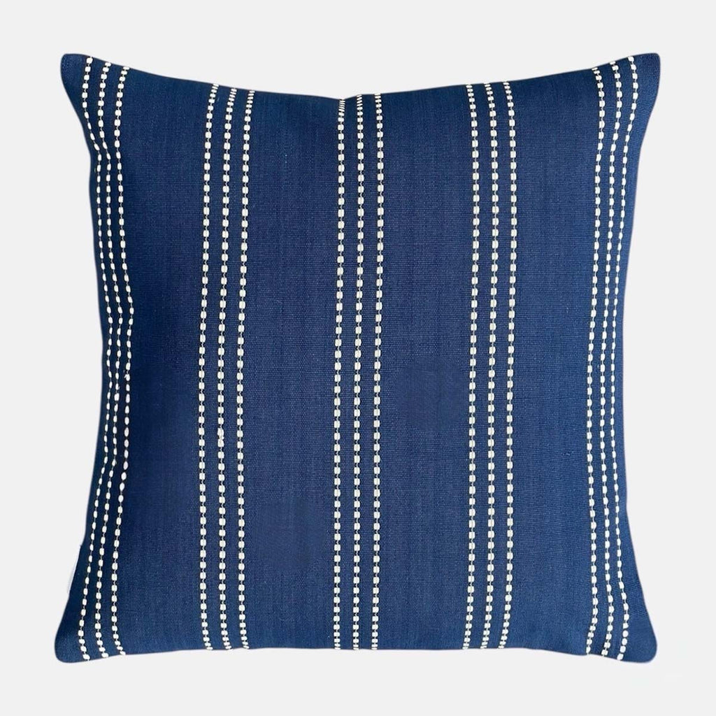 Navy Dotty Stripe Cushion - Distinctly Living