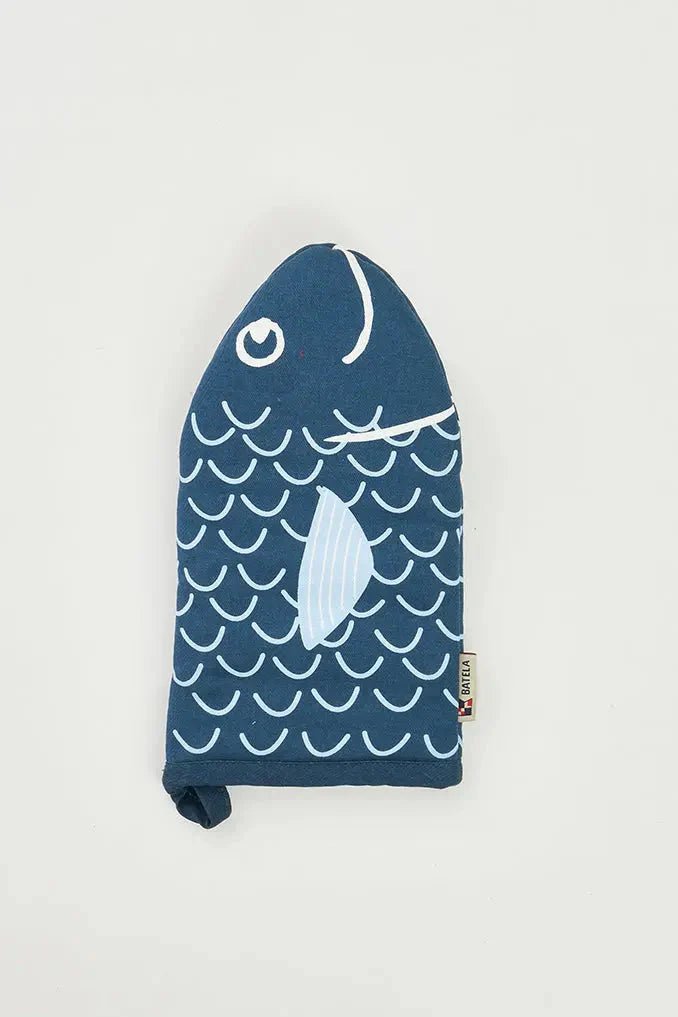 Navy Fish Oven Glove/Mitt and Matching Pot Grab - Distinctly Living
