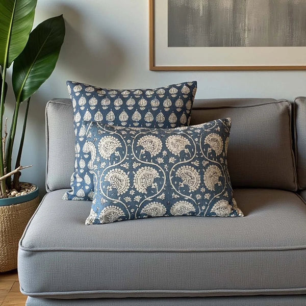 Navy Thistle Cushion - Distinctly Living