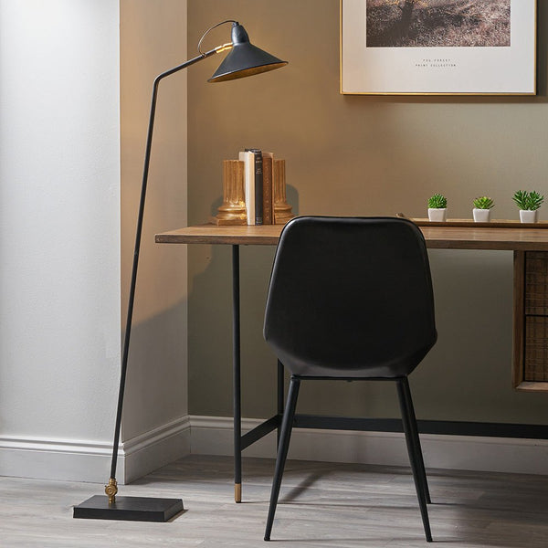 Noto Matt Black and Brass Metal Cone Floor Lamp - Distinctly Living