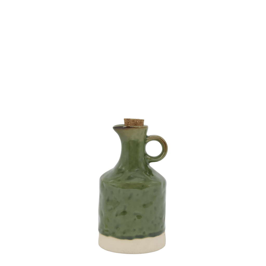 Olive Green Ceramic Jug with Cork Stopper - Distinctly Living