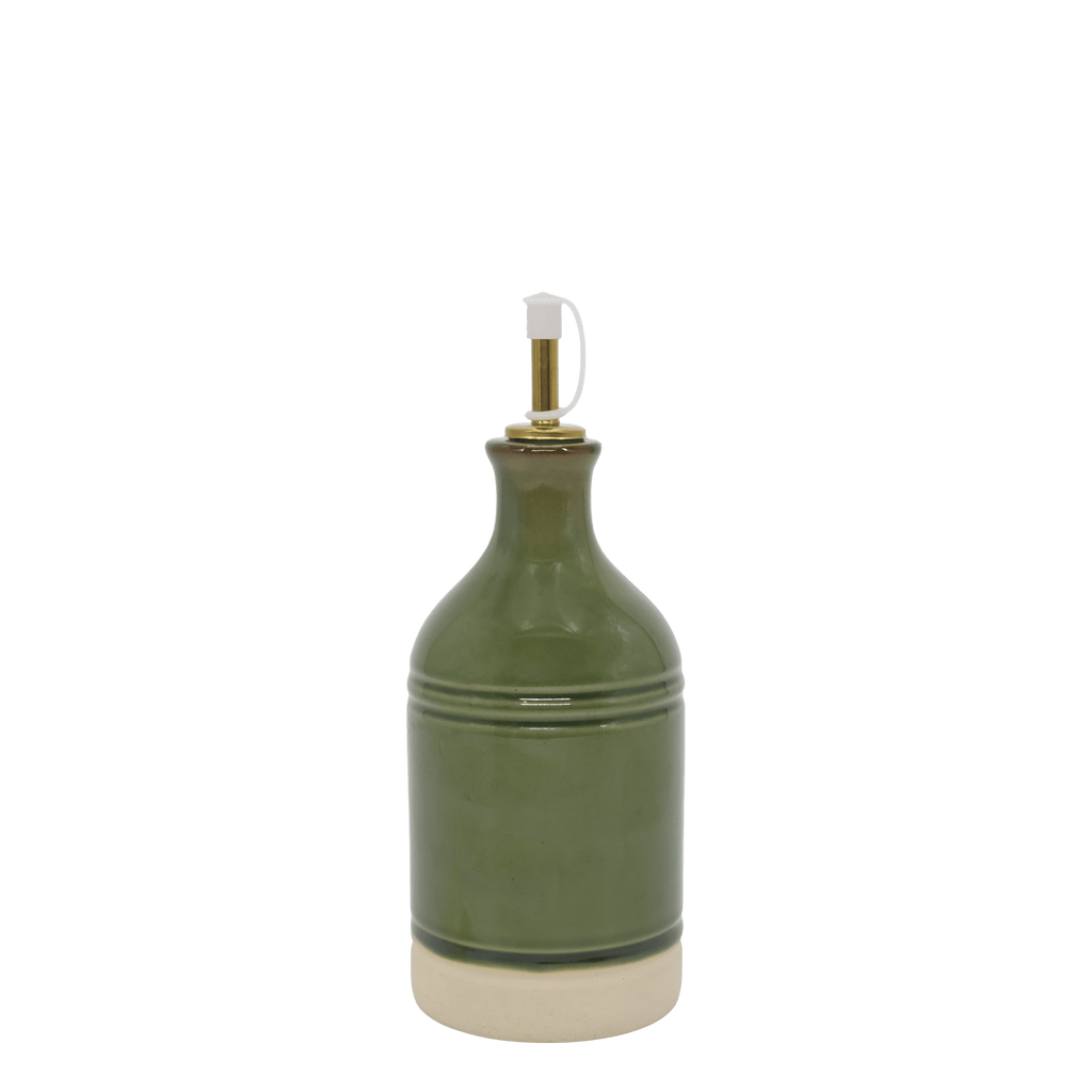 Olive Green Ceramic Oil Drizzler Bottle - Distinctly Living
