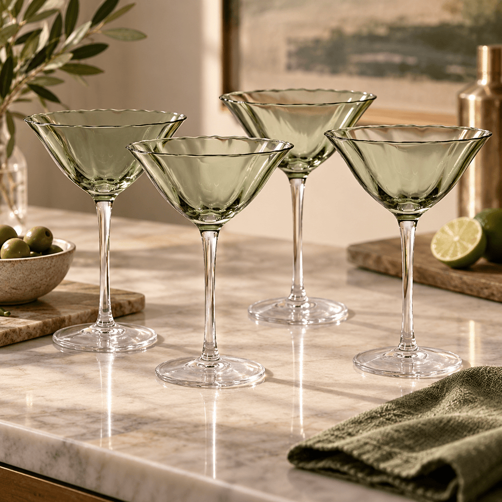 Olive Green Martini Glasses - Set of 4 - Distinctly Living