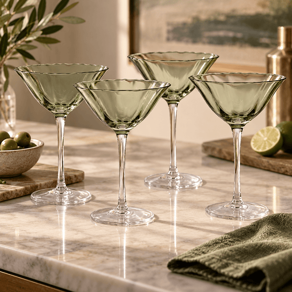 Olive Green Martini Glasses - Set of 4 - Distinctly Living
