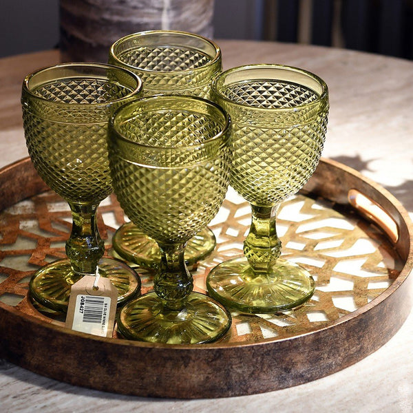 Olive Green Wine Goblets - Set of 4 - Distinctly Living
