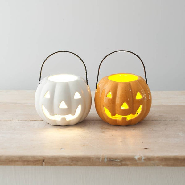 Orange Pumpkin Tealight Lantern - Distinctly Living