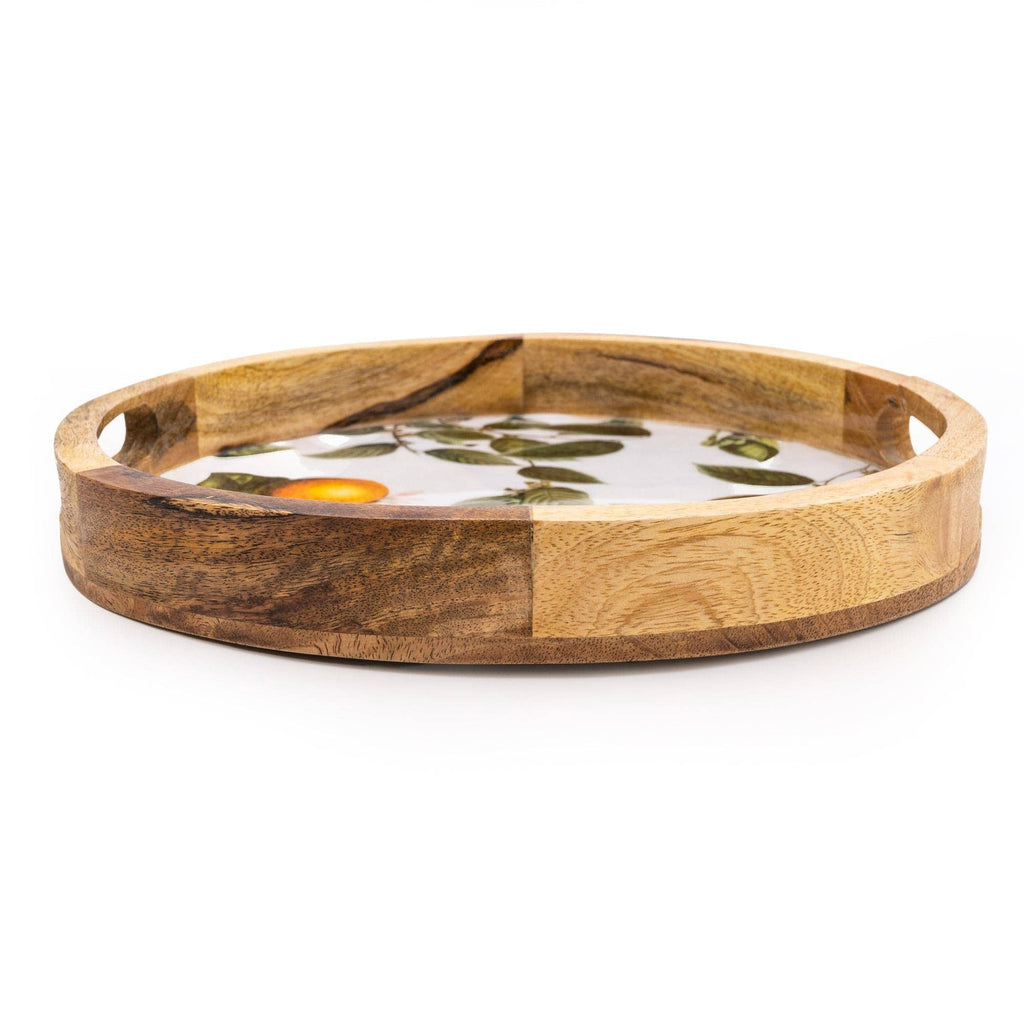 Orange Round Wooden Tray - Distinctly Living