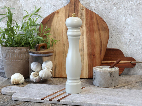 Pair of XL Salt & Pepper Giant Grinders Mills - White & Grey - Distinctly Living
