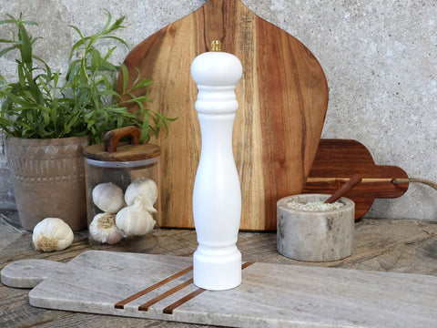 Pair of XL Salt & Pepper Giant Grinders Mills - White & Grey - Distinctly Living