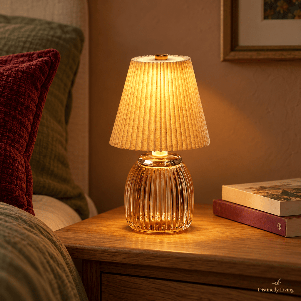 Pale Amber Glass Rechargeable Table Lamp - Distinctly Living