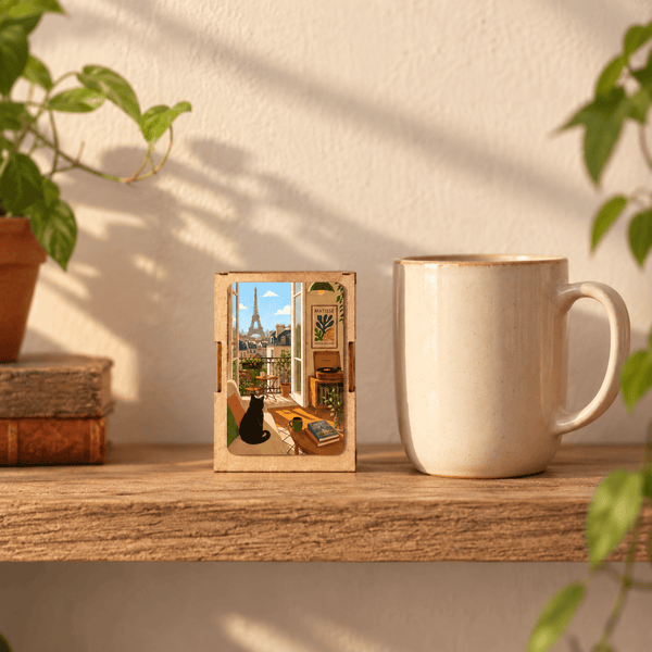 Paris Window With Black Cat- Mini Jigsaw Puzzle - Distinctly Living