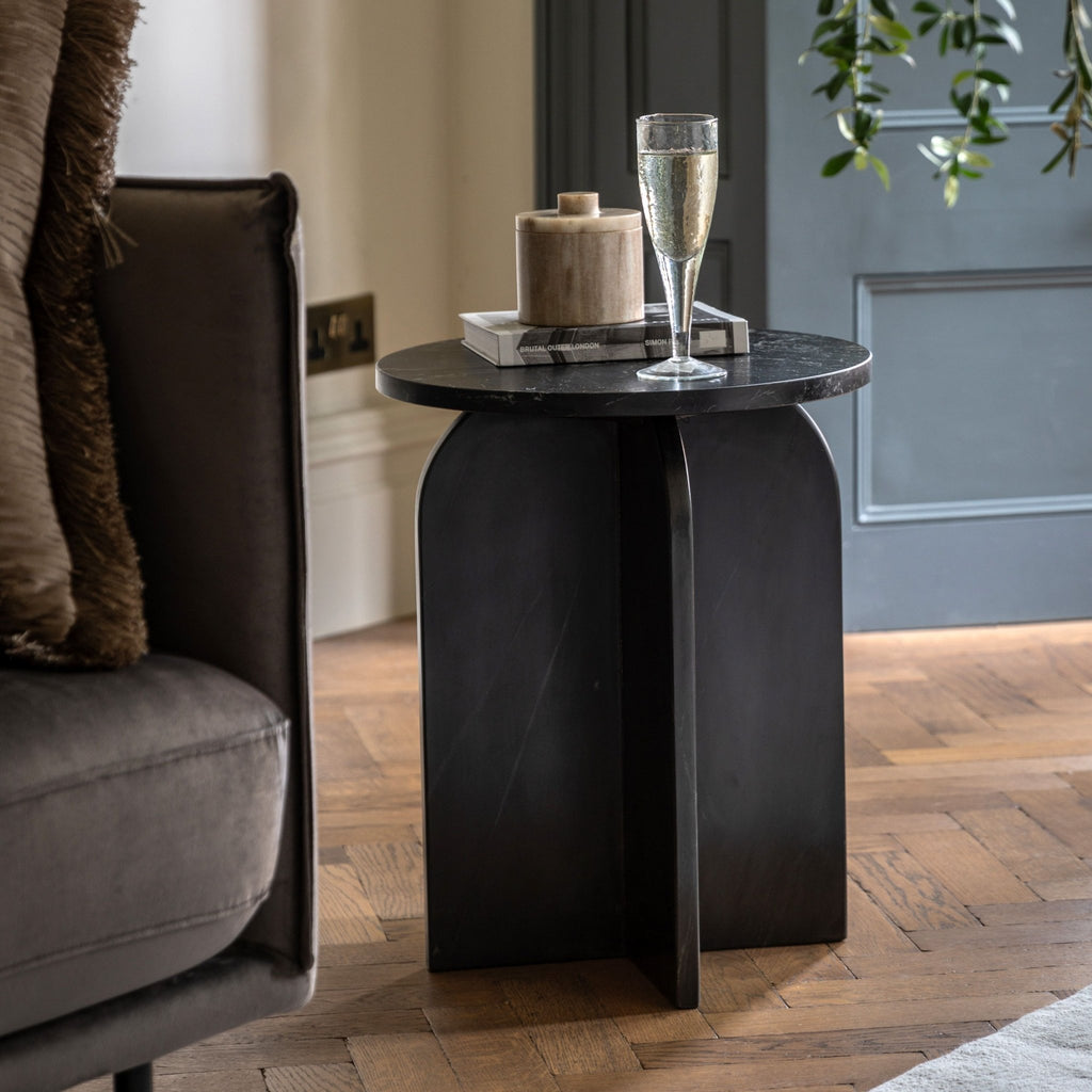 Pisa - Marble Side Table - White or Black - Distinctly Living