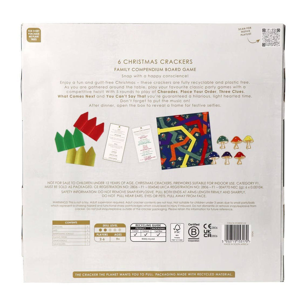 Plastic Free - Woodland Green Christmas Crackers 6 Pack - Distinctly Living