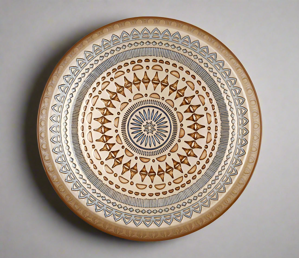 Decorative plate with geometric pattern on a white background