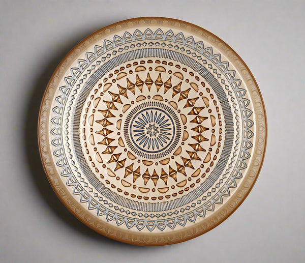 Decorative plate with geometric pattern on a white background