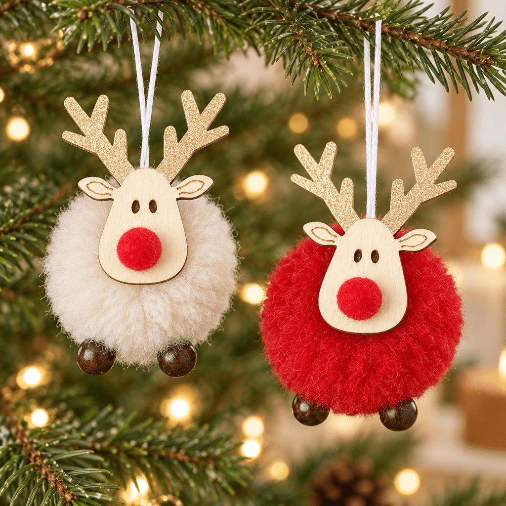 Pom Pom Reindeer - Red or White - Distinctly Living