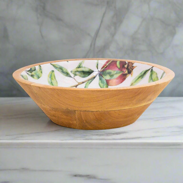 Pomegranate Mango Wooden Bowl 24cm - Distinctly Living