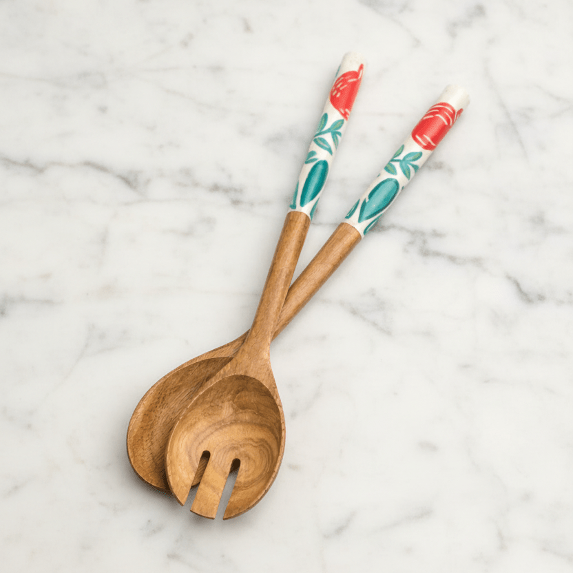 Pomona Hand-Painted Salad Servers - Distinctly Living