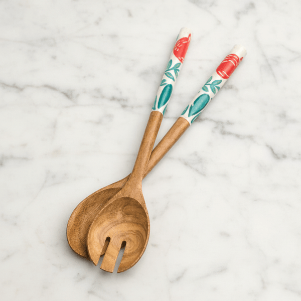 Pomona Hand-Painted Salad Servers - Distinctly Living
