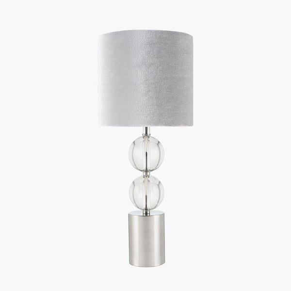 Portofino Brushed Silver and Clear Glass Table Lamp - Distinctly Living