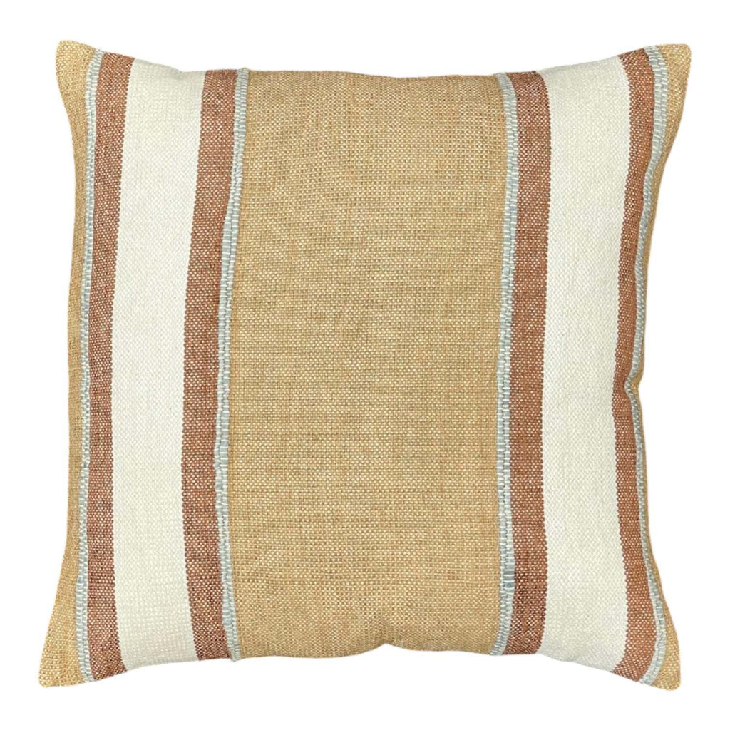 Ravello square cushion showing the vertical woven stripe pattern