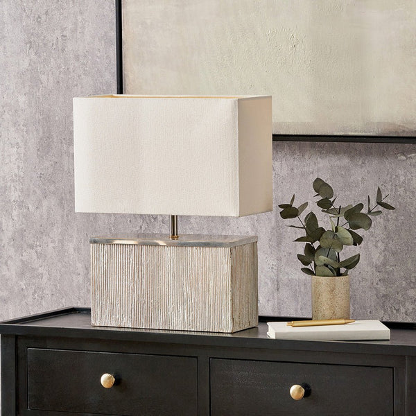 Rectangular White Wash Table Lamp & Shade - Distinctly Living