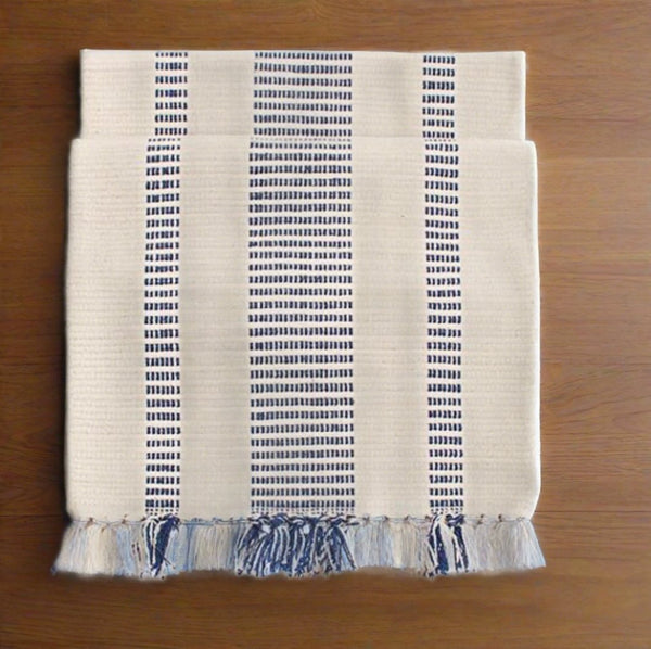 Recycled Cotton Blue Stripe Runner - Distinctly Living