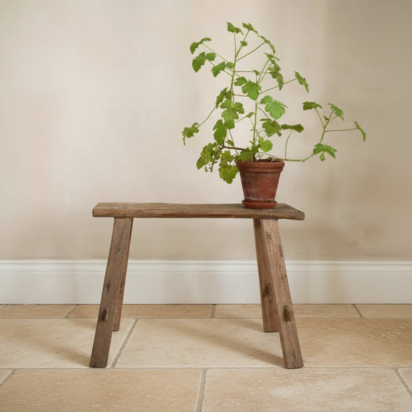 Recycled Natural Teak Wood Stool - Large - Distinctly Living