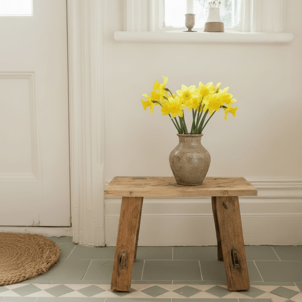Recycled Natural Teak Wood Stool - Small - Distinctly Living