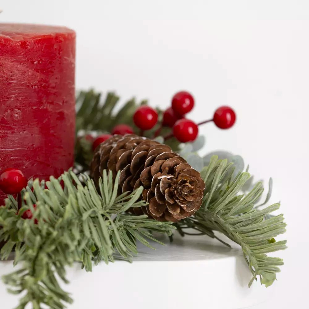Red Berry and Cones Candle Ring - Distinctly Living