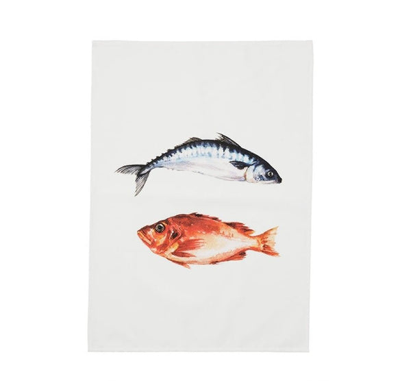 Red & Blue Fish Sea Creatures Tea Towel - Distinctly Living