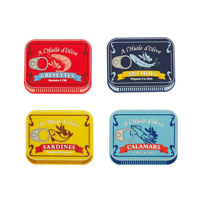 Retro Seafood Tin Coasters - Set of 4 - Distinctly Living