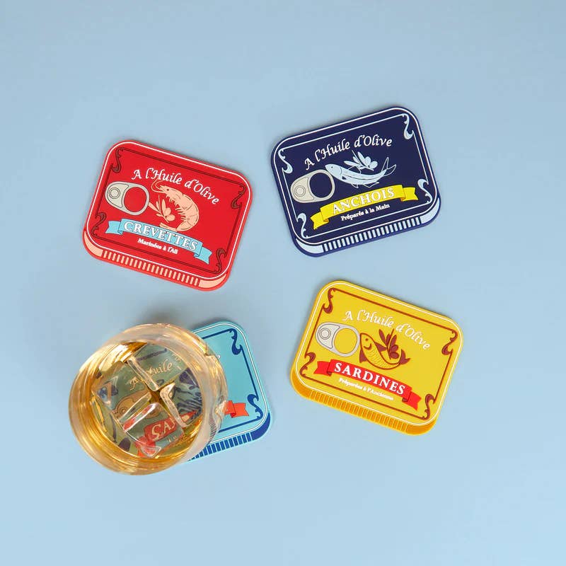 Retro Seafood Tin Coasters - Set of 4 - Distinctly Living