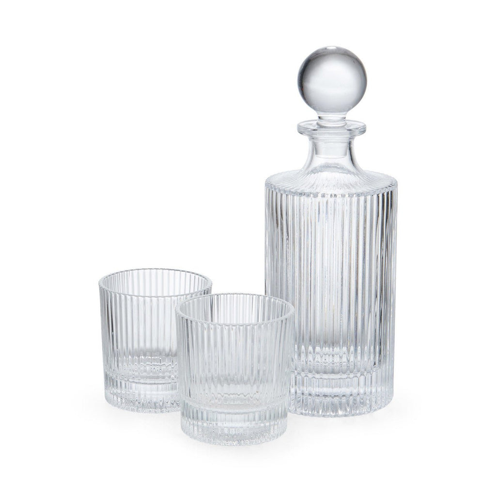 Ridged Glass Decanter And Glasses - Distinctly Living