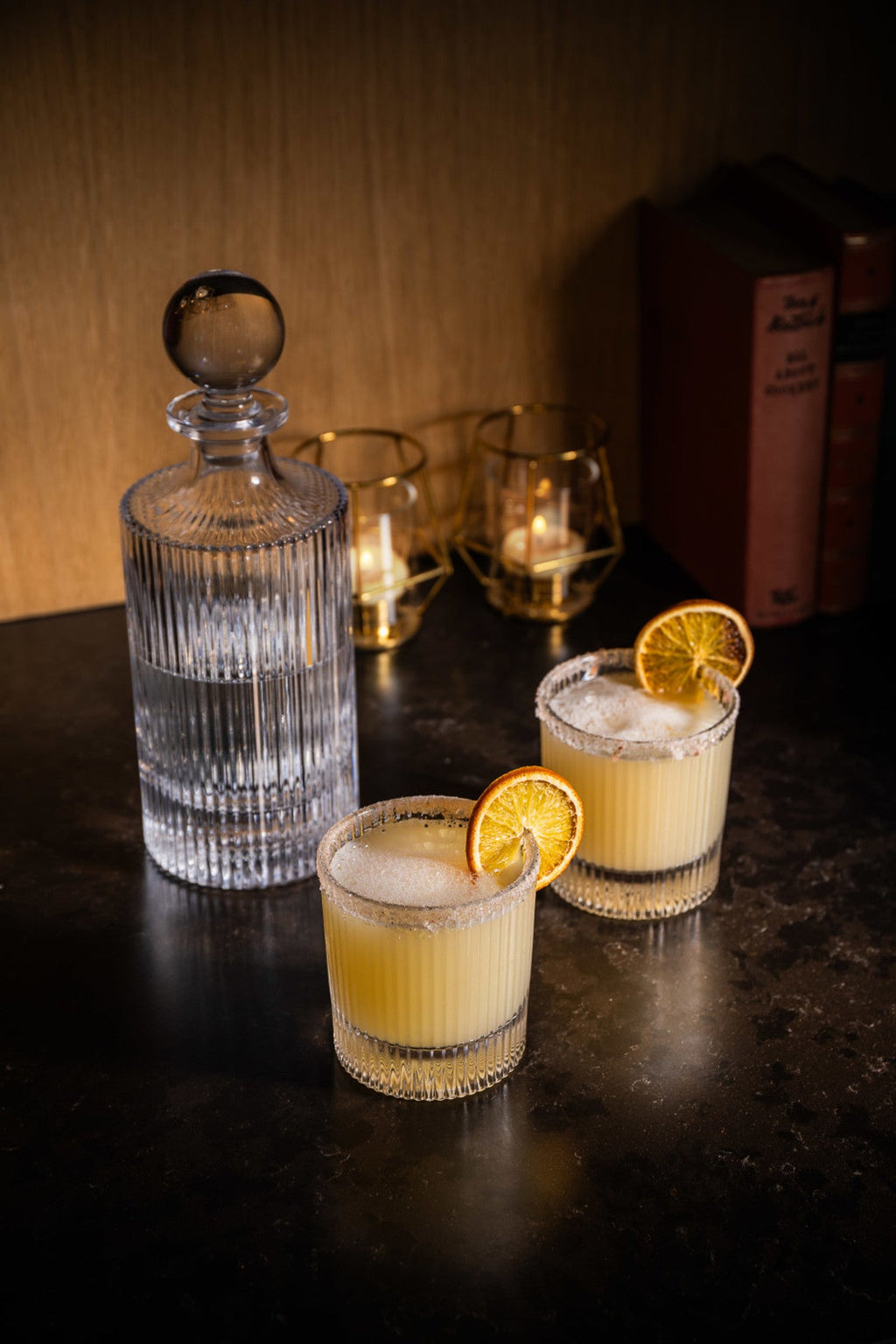 Ridged Glass Decanter And Glasses - Distinctly Living