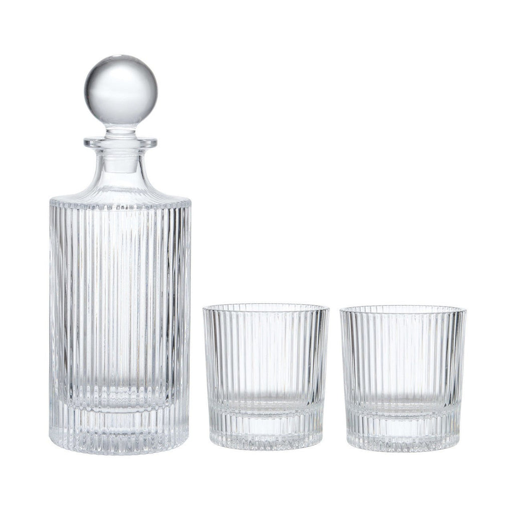 Ridged Glass Decanter And Glasses - Distinctly Living